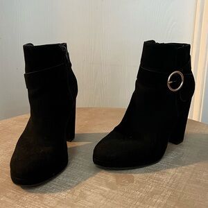 LC Lauren Conrad Black Ankle Booties with Buckle